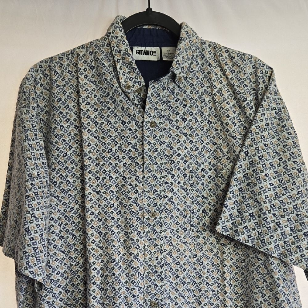 Gitano Blue Geometric Short-Sleeve Men's Shirt